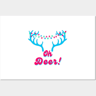 Oh Deer! Blue Antlers with Pink Posters and Art